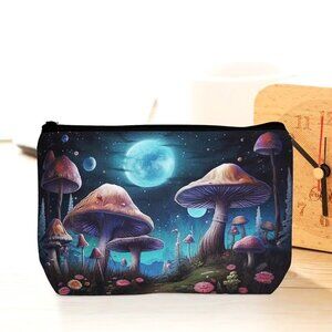 Cosmetic Bag Makeup Mushroom Moon Space Trip Pouch Travel Storage Wonderland NEW